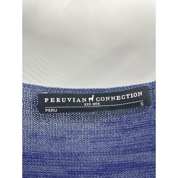 Peruvian Collection Blue Cotton V Neck Midi Dress Quiet Luxury Sz Small - Picture 3 of 5